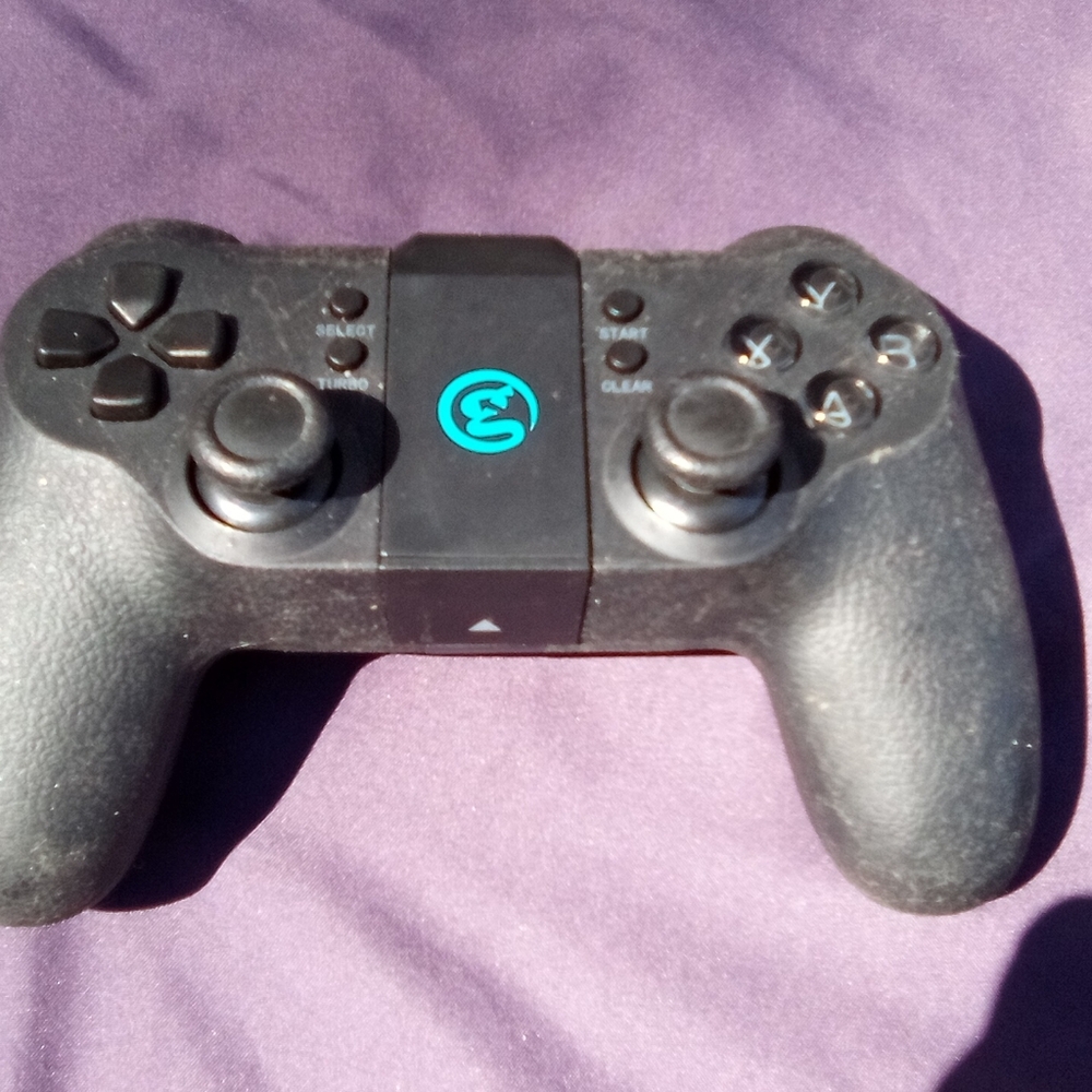 Wireless Black Game Controller with Blue Logo - Gaming Accessory